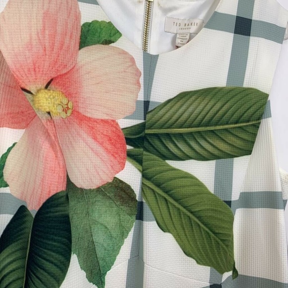 Ted Baker Secret Trellis Green White Check Dress - Picture 7 of 8